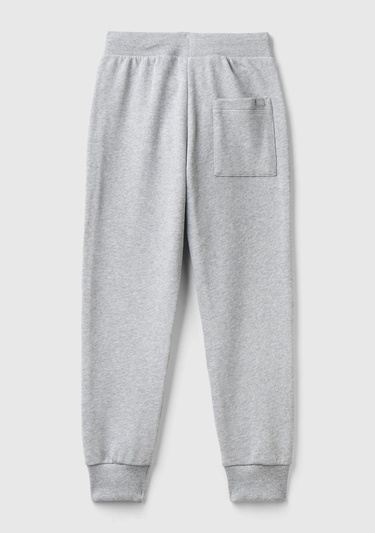  Erkek Çocuk Gri Melanj Arka Cebi Etiket Logolu Eşofman Altı