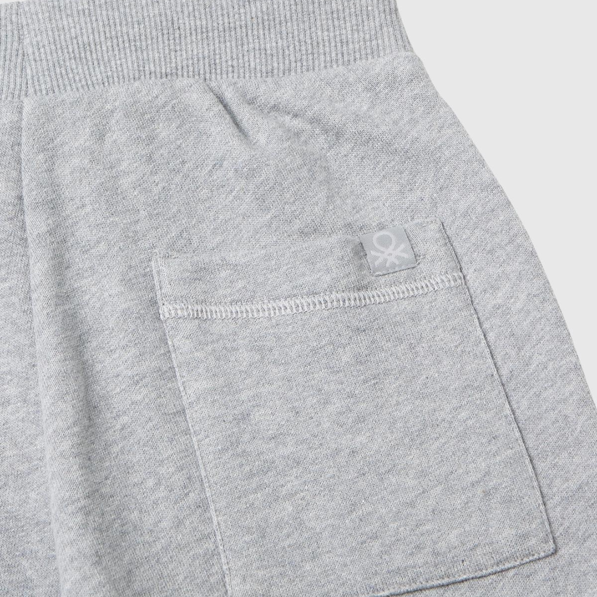 Erkek Çocuk Gri Melanj Arka Cebi Etiket Logolu Eşofman Altı