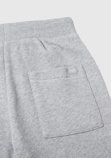  Erkek Çocuk Gri Melanj Arka Cebi Etiket Logolu Eşofman Altı