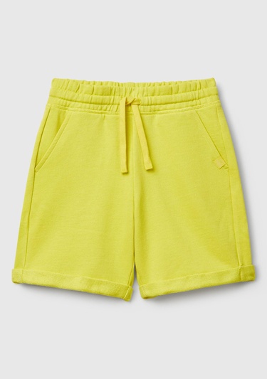  Erkek Çocuk Sarı Logolu Sweat Şort