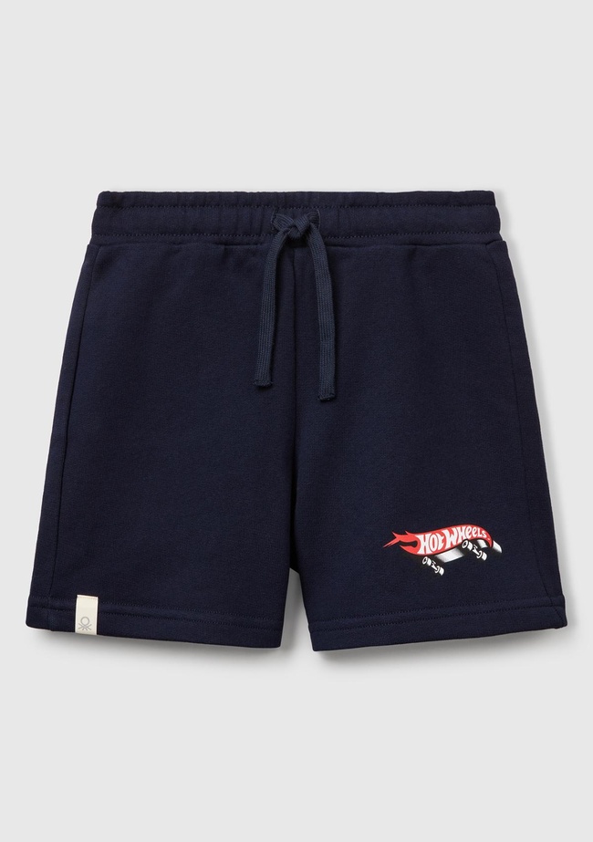  Erkek Çocuk Lacivert Hot Wheels Baskılı Etiket Logolu Şort
