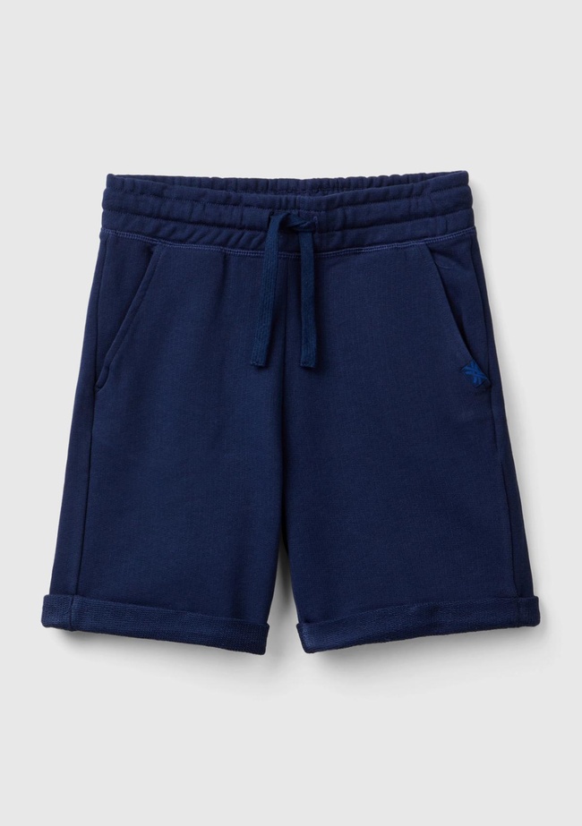  Erkek Çocuk Lacivert Logolu Sweat Şort