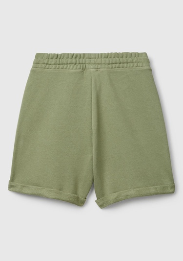  Erkek Çocuk Haki Logolu Sweat Şort