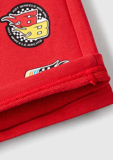  Erkek Çocuk Kırmızı Hot Wheels Baskılı Etiket Logolu Şort