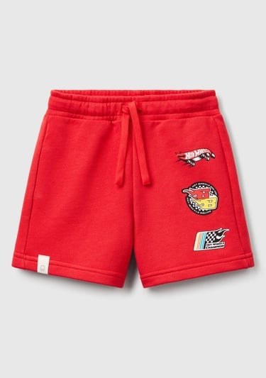  Erkek Çocuk Kırmızı Hot Wheels Baskılı Etiket Logolu Şort