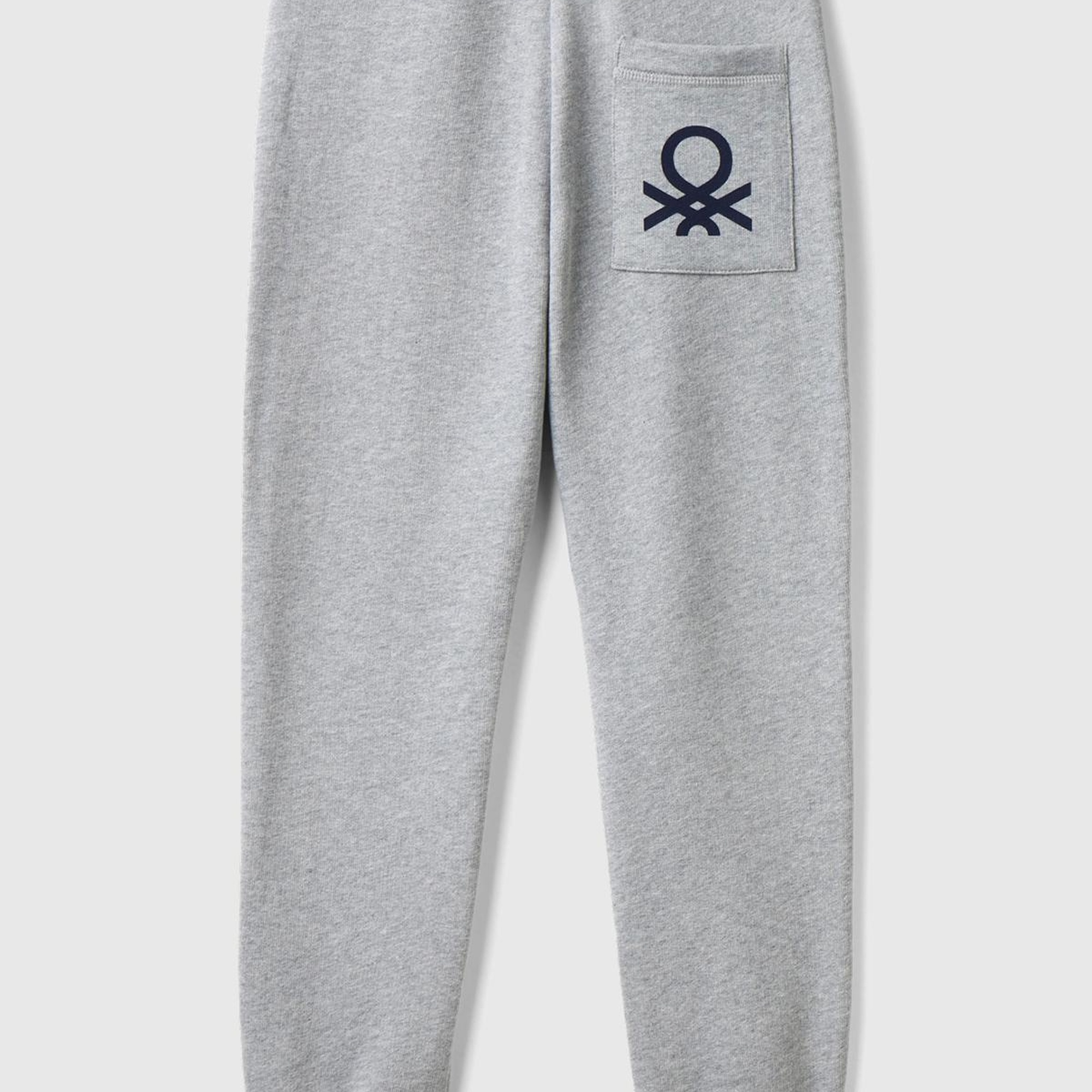 Erkek Çocuk Gri Melanj Arka Cebi Logolu Eşofman Altı