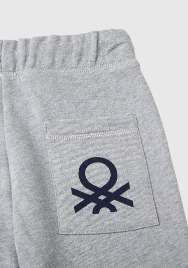  Erkek Çocuk Gri Melanj Arka Cebi Logolu Eşofman Altı