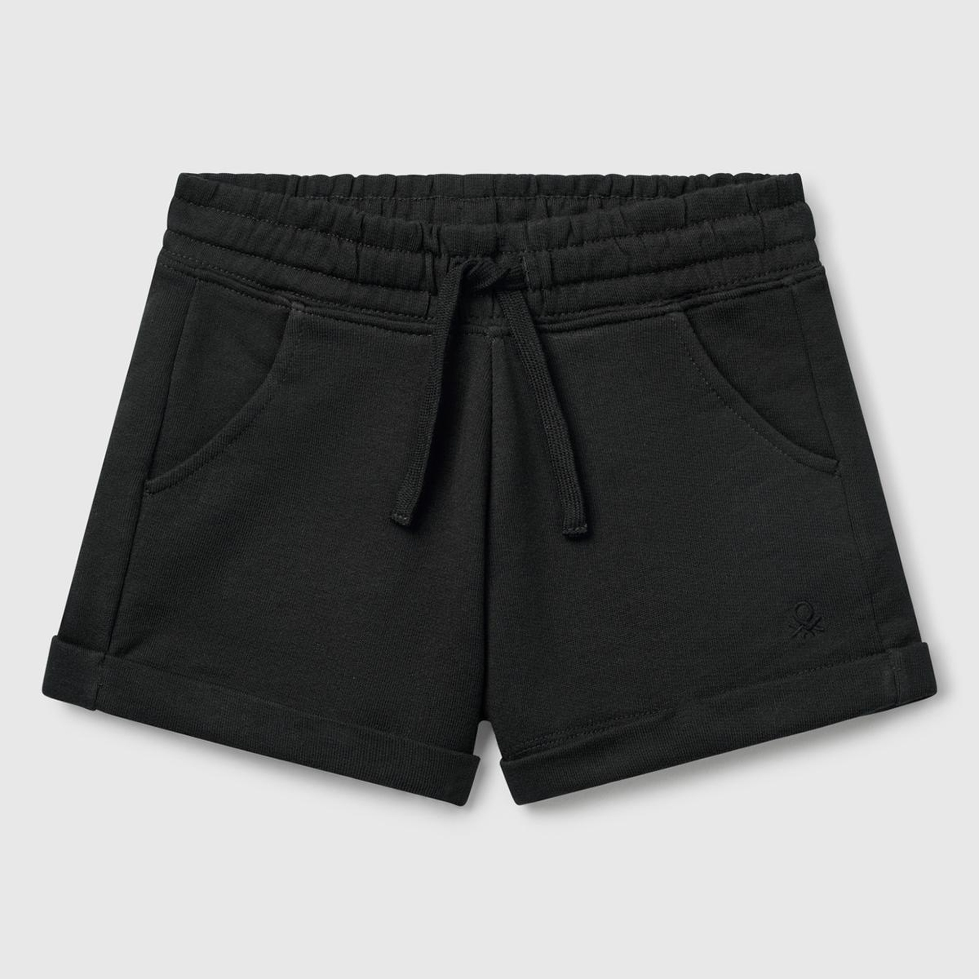 Kız Çocuk Siyah Logolu Sweat Şort