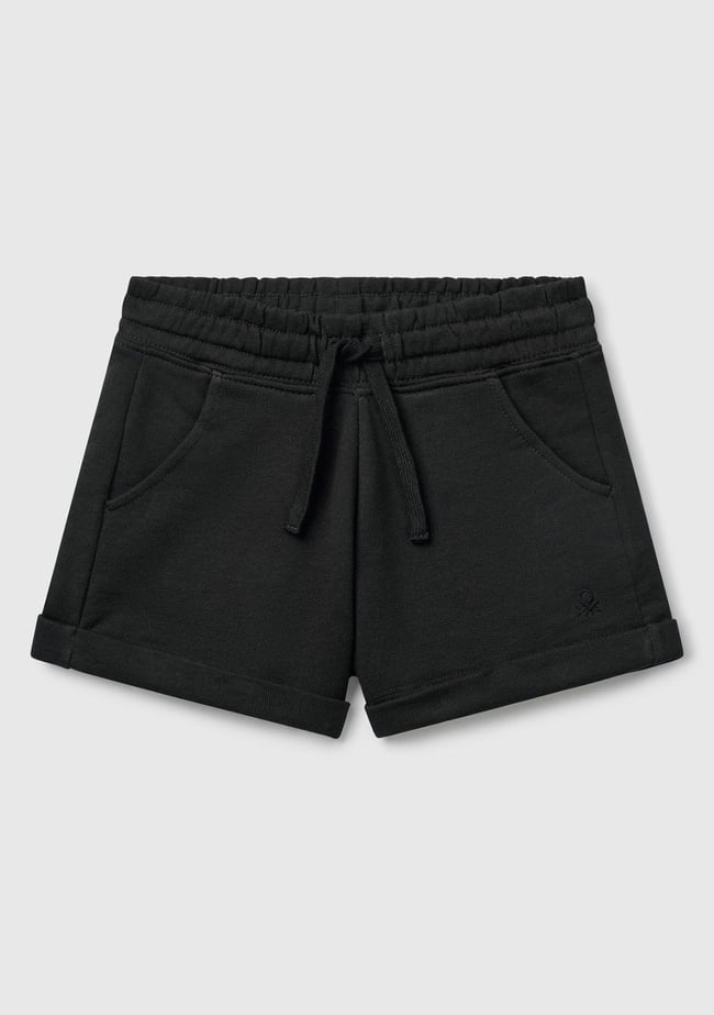  Kız Çocuk Siyah Logolu Sweat Şort