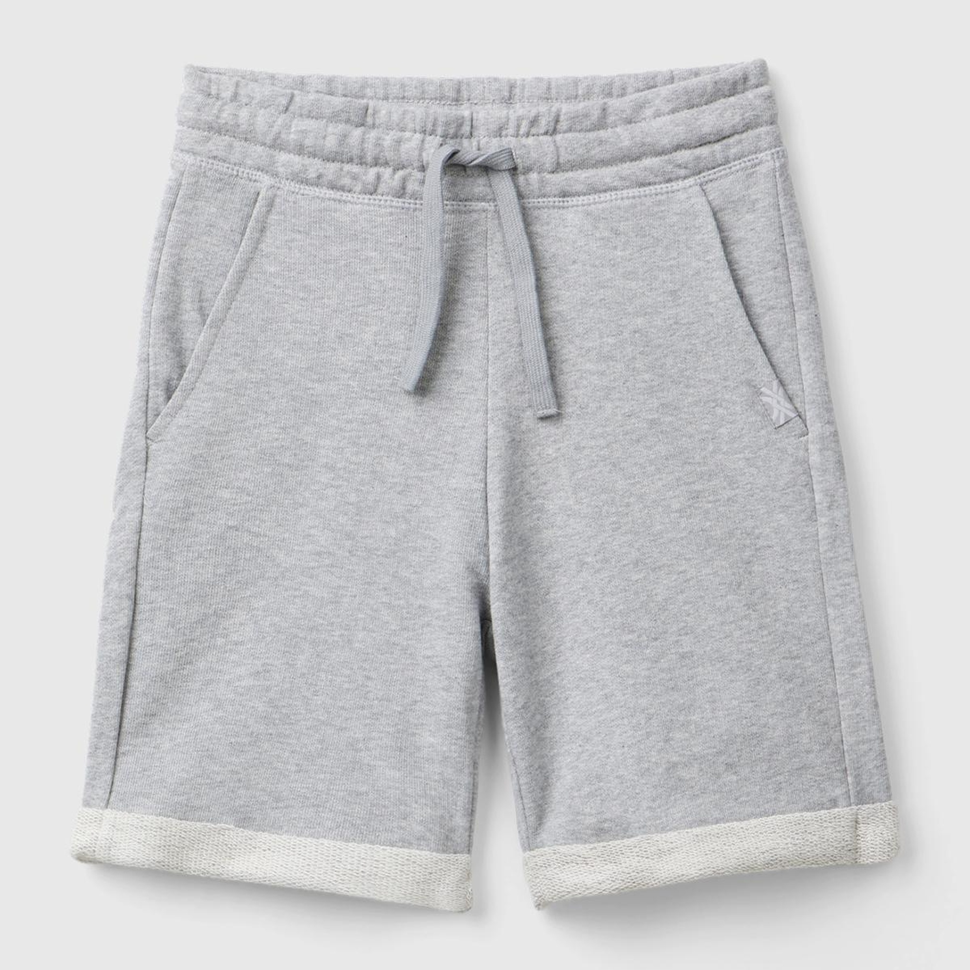 Erkek Çocuk Gri Melanj Logolu Sweat Şort