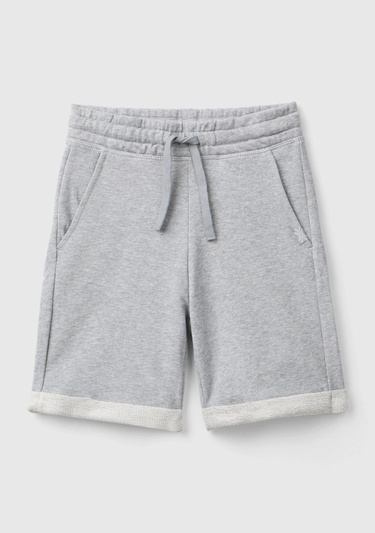 Erkek Çocuk Gri Melanj Logolu Sweat Şort