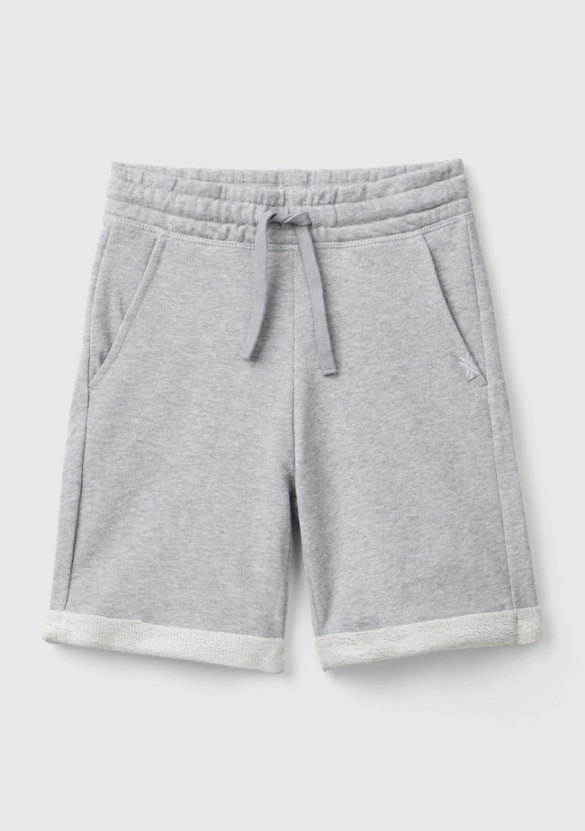  Erkek Çocuk Gri Melanj Logolu Sweat Şort