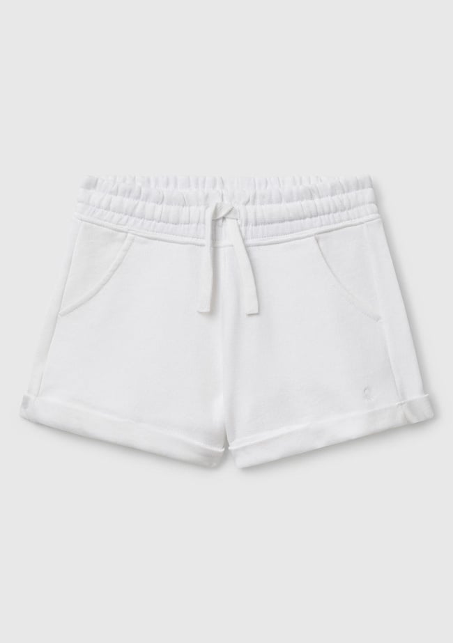  Kız Çocuk Beyaz Logolu Sweat Şort