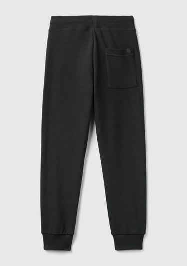  Erkek Çocuk Siyah Arka Cebi Etiket Logolu Eşofman Altı