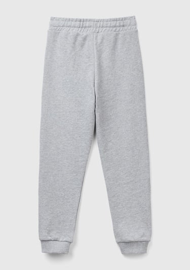  Kız Çocuk Gri Melanj Benetton Logolu Eşofman Altı