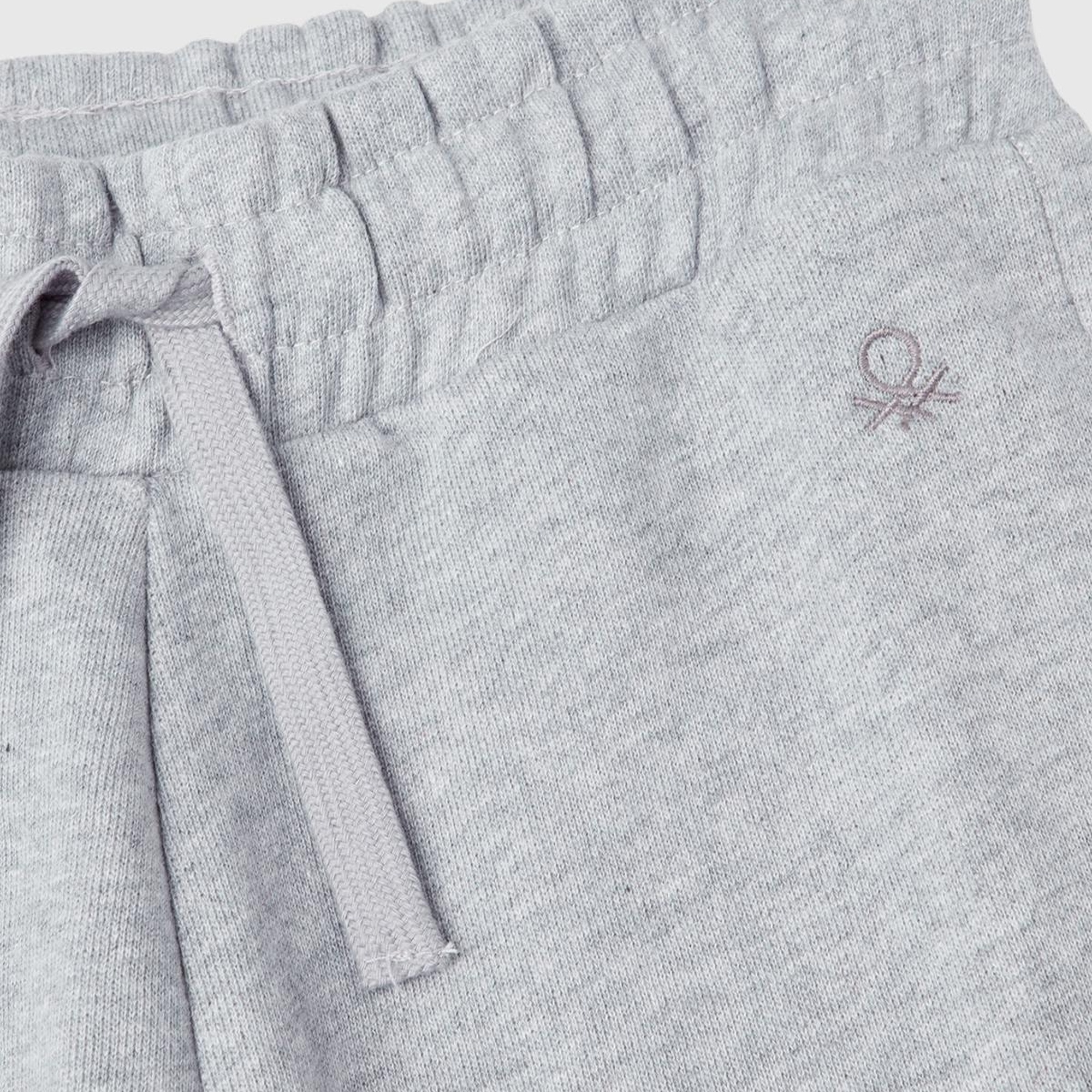 Kız Çocuk Gri Melanj Benetton Logolu Eşofman Altı