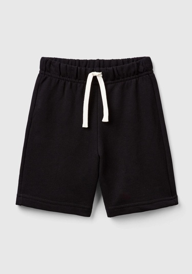  Erkek Çocuk Siyah Arka Cebi Logolu Sweat Şort