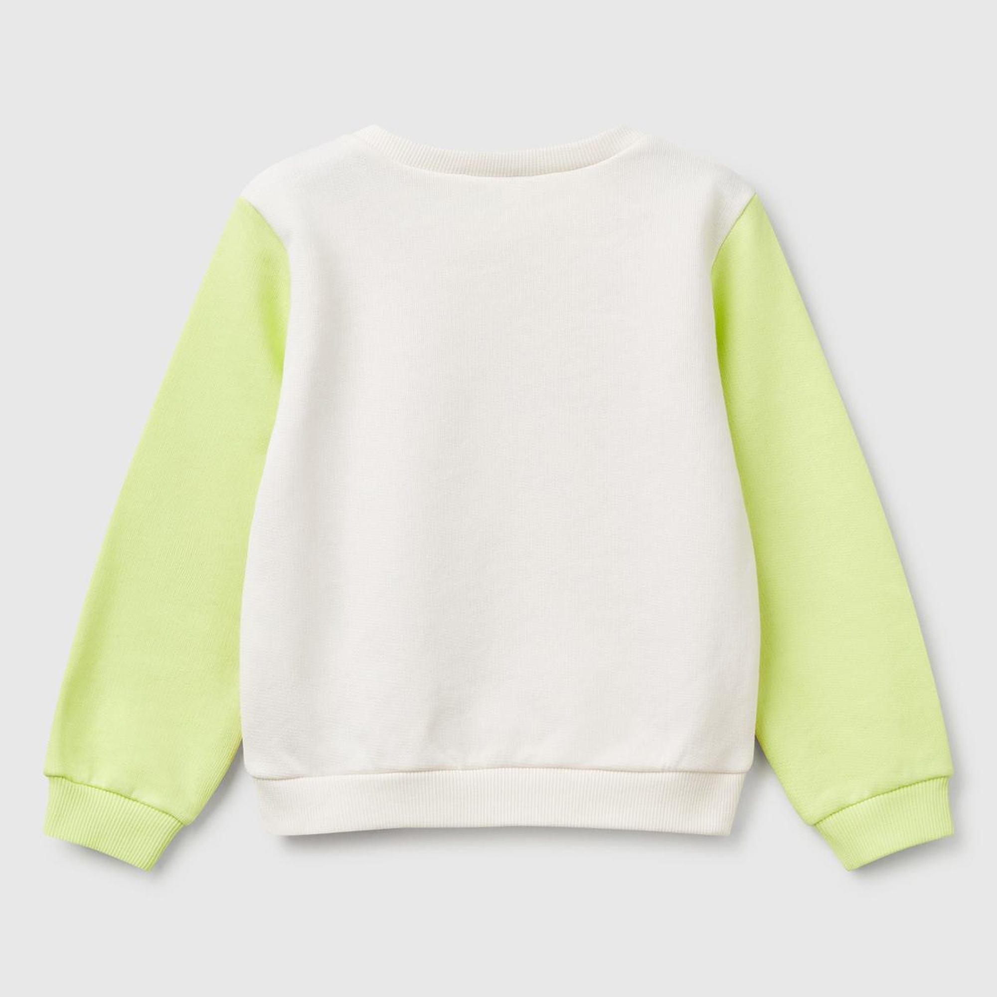 Kız Çocuk Pembe Mix Simli Benetton Logo Baskılı Bisiklet Yaka Sweatshirt