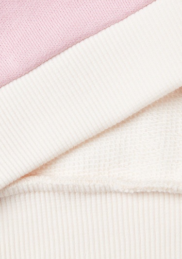  Kız Çocuk Pembe Mix Simli Benetton Logo Baskılı Bisiklet Yaka Sweatshirt