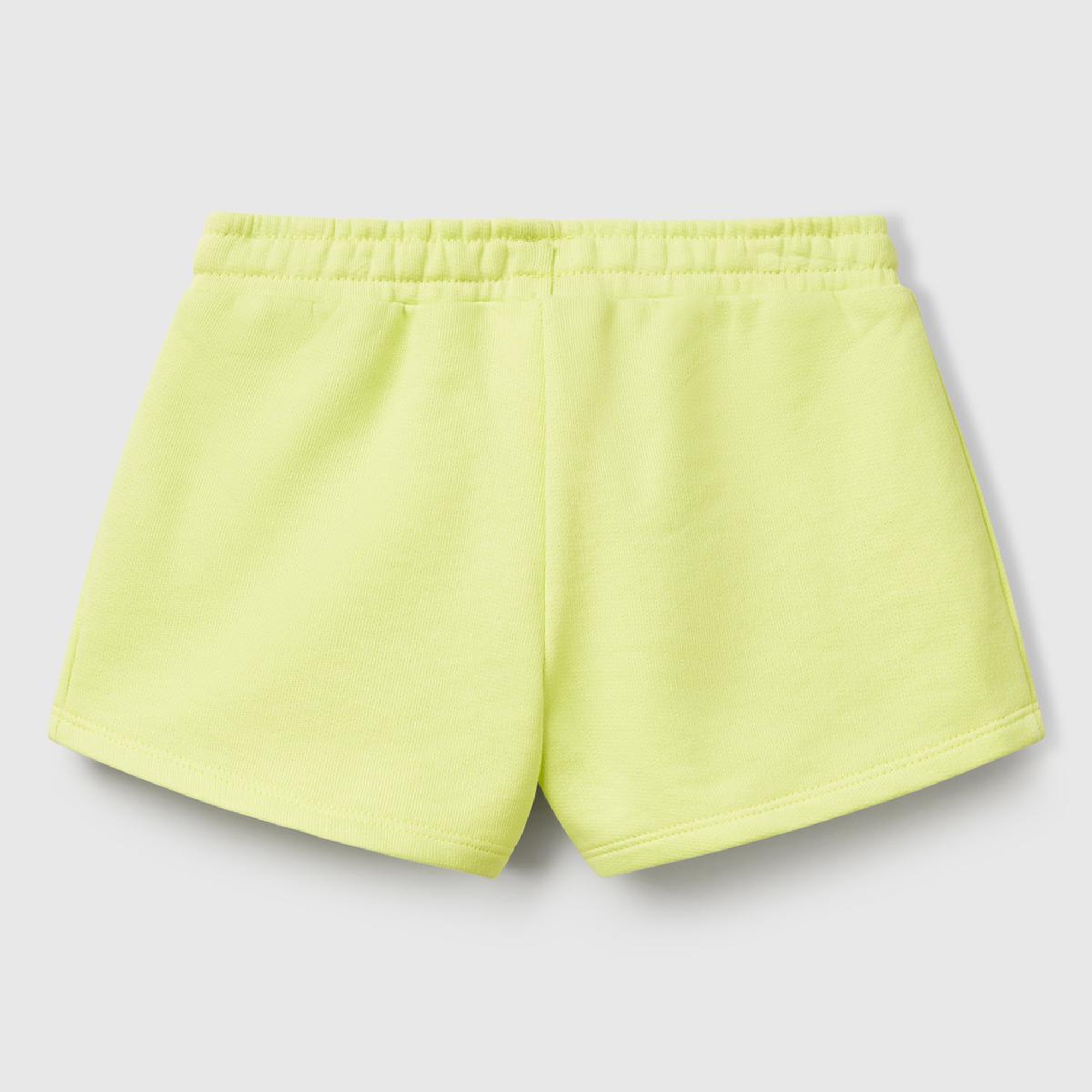 Kız Çocuk Sarı Benetton Logo İşlemeli Beli İpli Şort