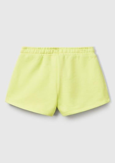  Kız Çocuk Sarı Benetton Logo İşlemeli Beli İpli Şort