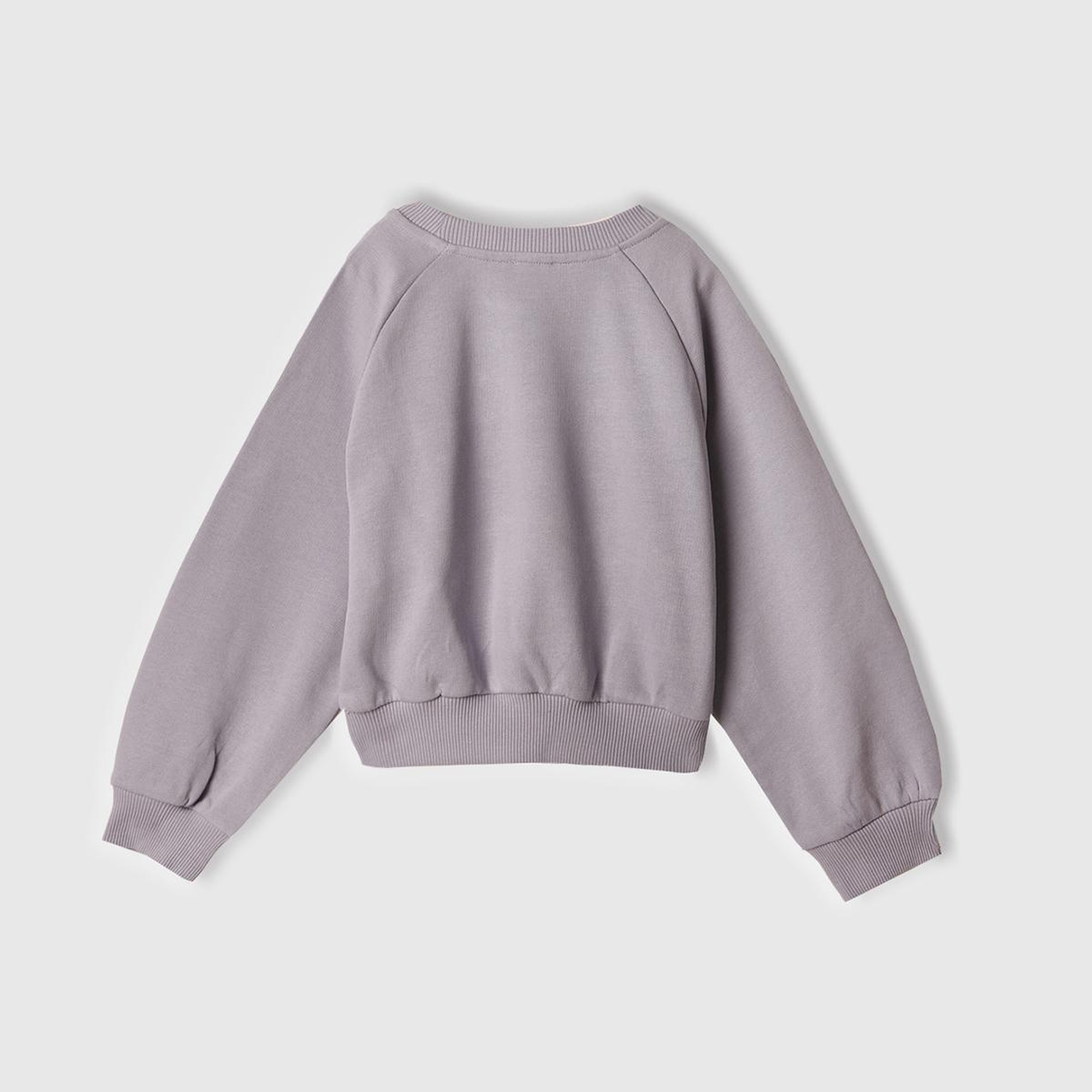 Kız Çocuk Lila Önü Taş Detaylı Ribanalı Bisiklet Yaka Sweatshirt