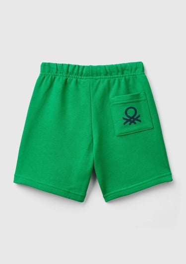 Erkek Çocuk Yeşil Arka Cebi Logolu Sweat Şort