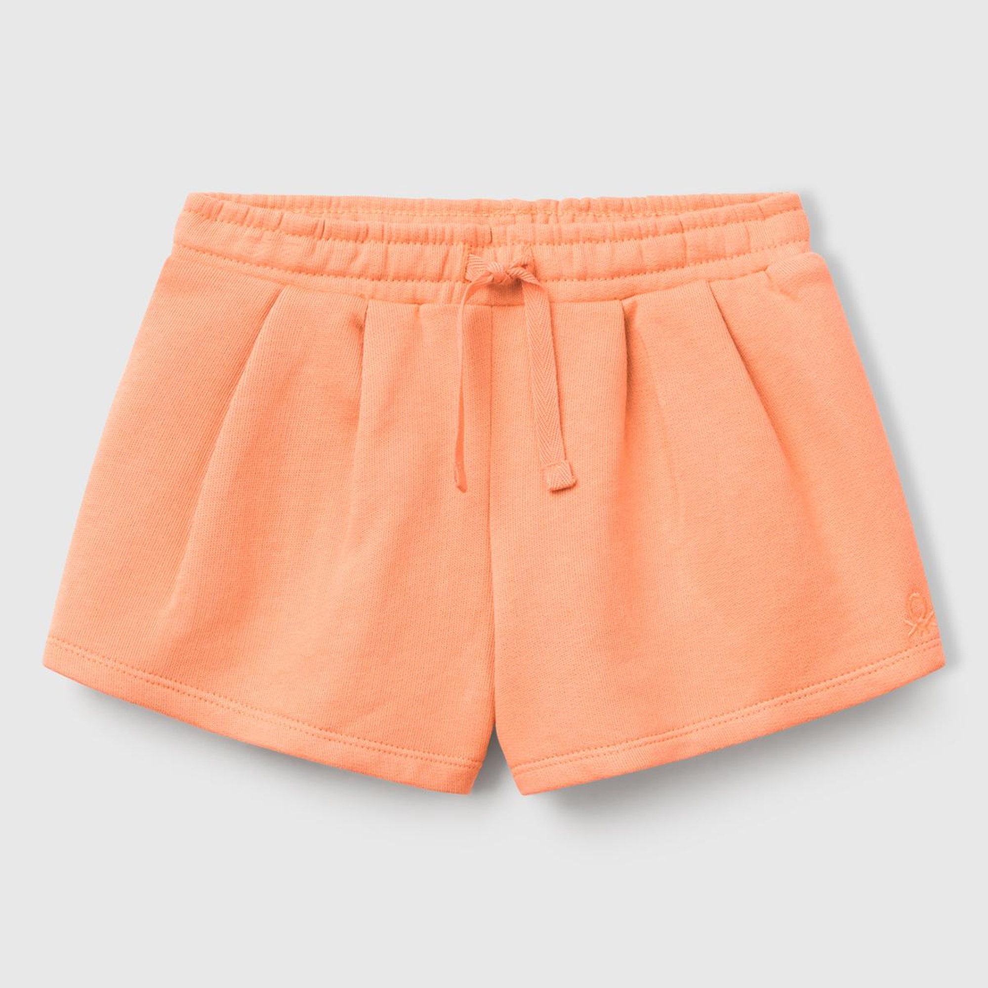 Kız Çocuk Yavruağzı Benetton Logo İşlemeli Beli İpli Şort