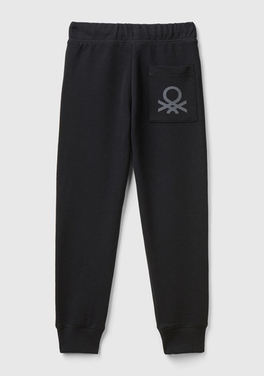  Erkek Çocuk Siyah Arka Cebi Logolu Eşofman Altı