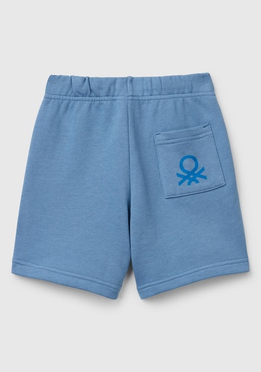  Erkek Çocuk Havacı Mavi Arka Cebi Logolu Sweat Şort