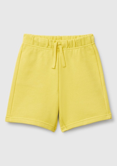  Erkek Çocuk Sarı Arka Cebi Logolu Sweat Şort