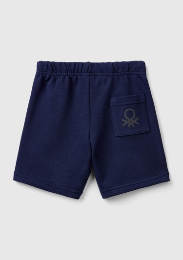 Erkek Çocuk Lacivert Arka Cebi Logolu Sweat Şort