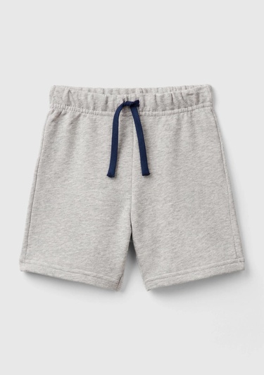  Erkek Çocuk Gri Melanj Arka Cebi Logolu Sweat Şort