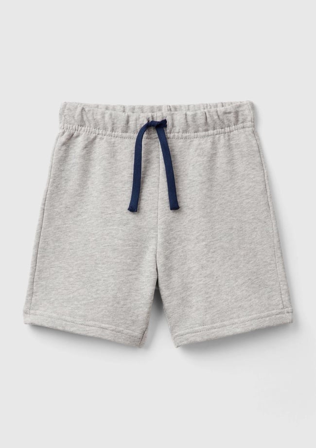  Erkek Çocuk Gri Melanj Arka Cebi Logolu Sweat Şort