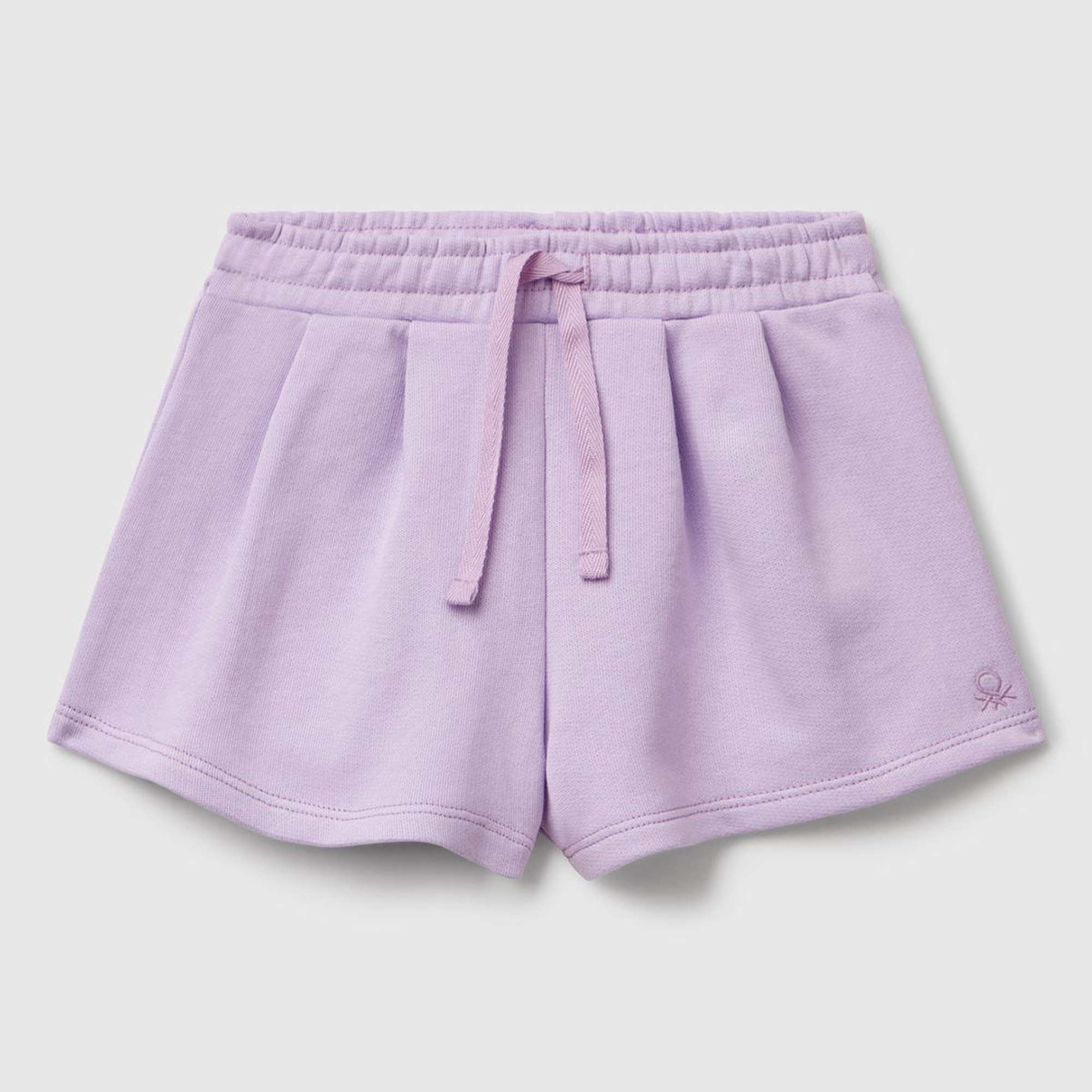 Kız Çocuk Lila Benetton Logo İşlemeli Beli İpli Şort