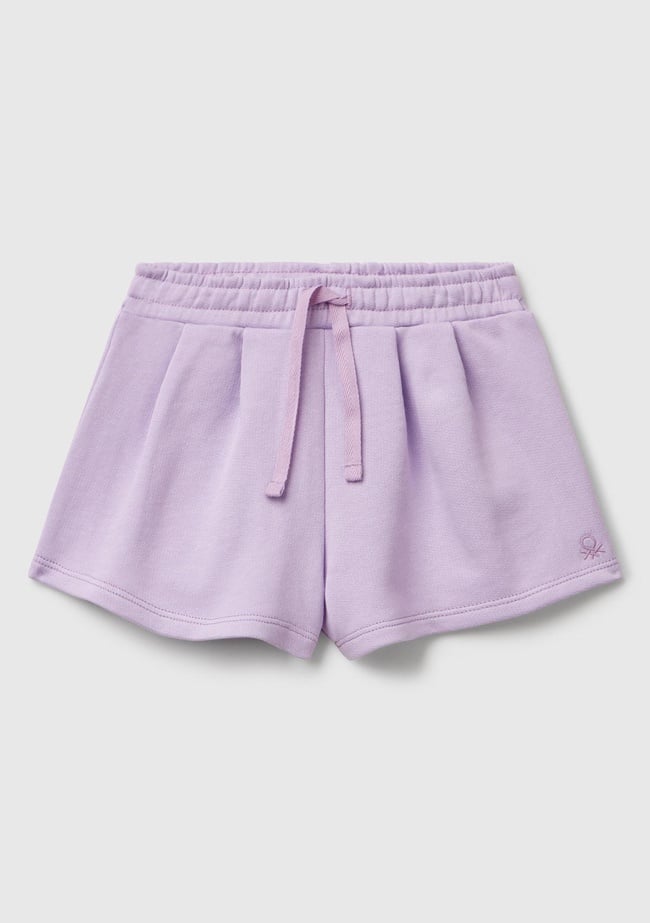  Kız Çocuk Lila Benetton Logo İşlemeli Beli İpli Şort