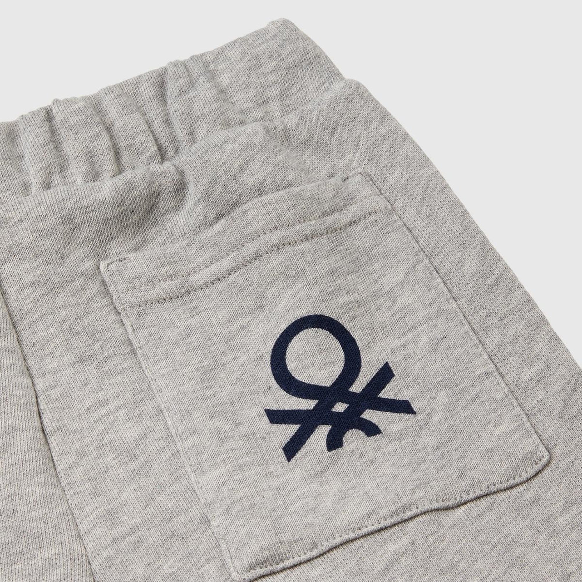 Erkek Çocuk Gri Melanj Arka Cebi Logo Eşofman Altı