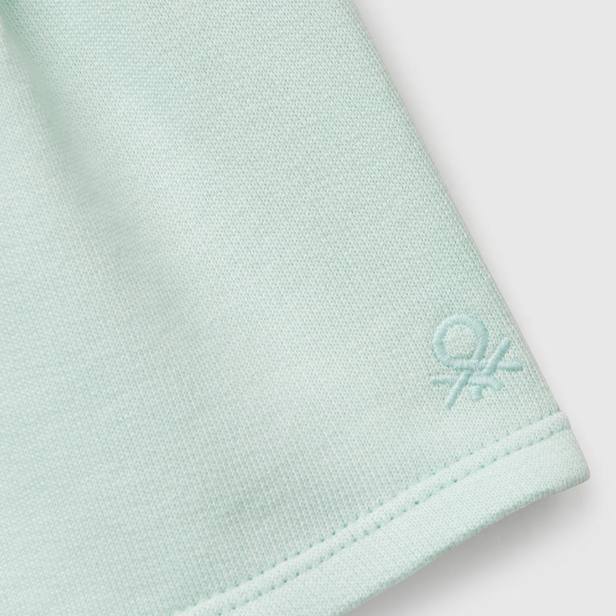 Kız Çocuk Su Yeşili Benetton Logo İşlemeli Beli İpli Şort