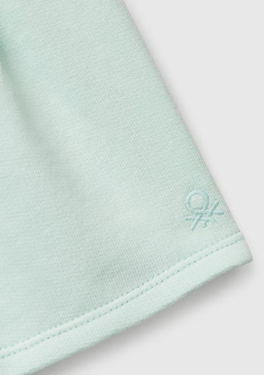  Kız Çocuk Su Yeşili Benetton Logo İşlemeli Beli İpli Şort