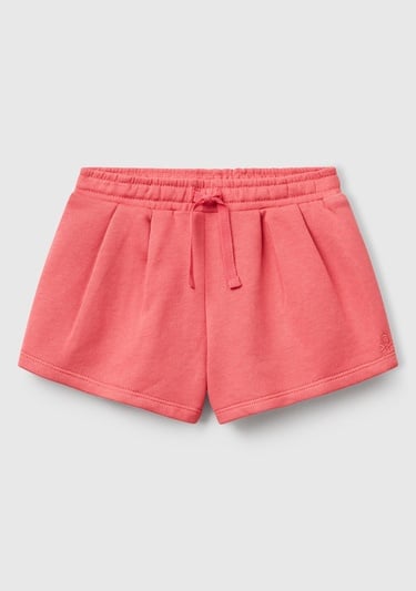  Kız Çocuk Fuşya Benetton Logo İşlemeli Beli İpli Şort