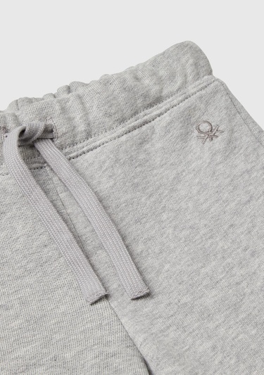  Kız Çocuk Gri Melanj Logo İşlemeli Eşofman Altı