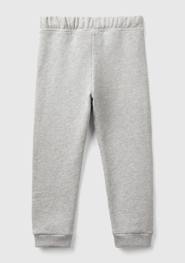  Kız Çocuk Gri Melanj Logo İşlemeli Eşofman Altı