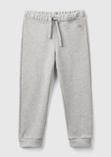  Kız Çocuk Gri Melanj Logo İşlemeli Eşofman Altı