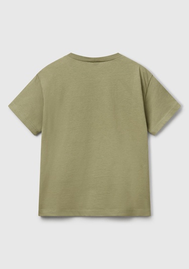  Erkek Çocuk Haki Grafik Baskılı Kısa Kollu T-Shirt