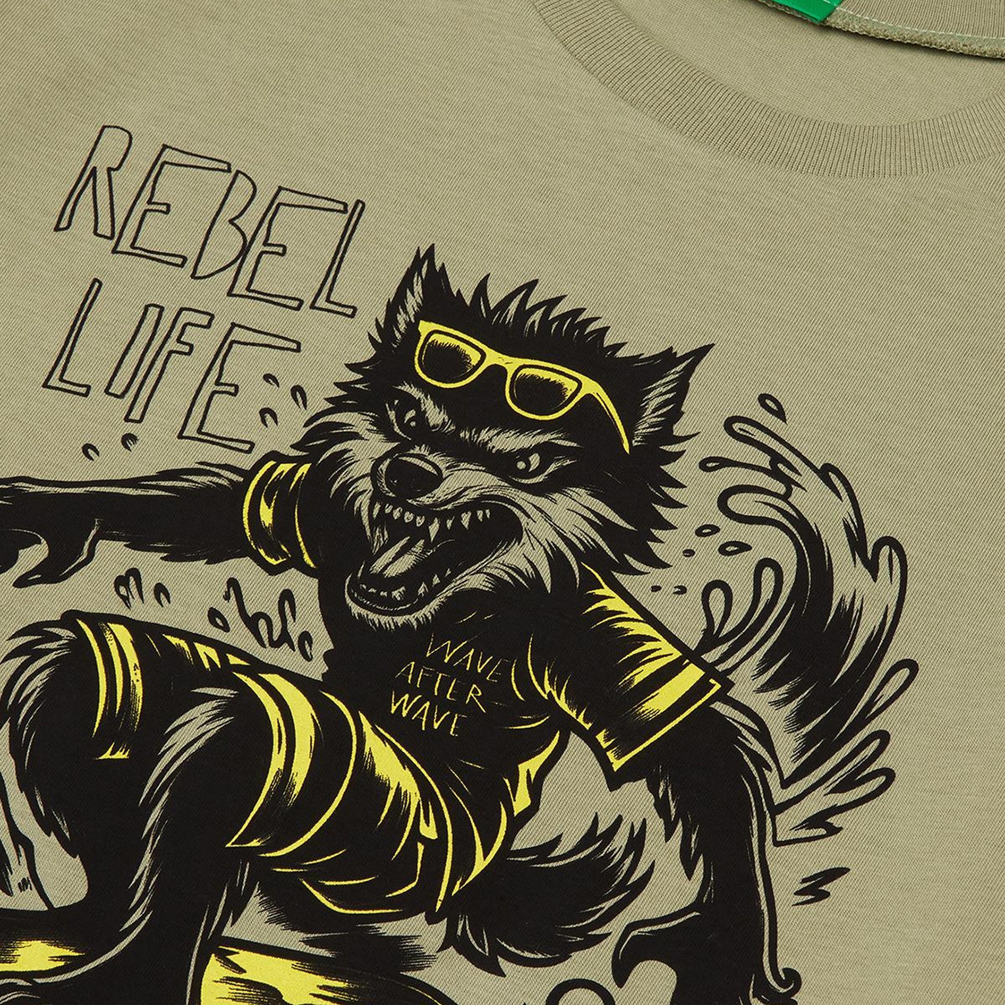 Erkek Çocuk Haki Grafik Baskılı Kısa Kollu T-Shirt