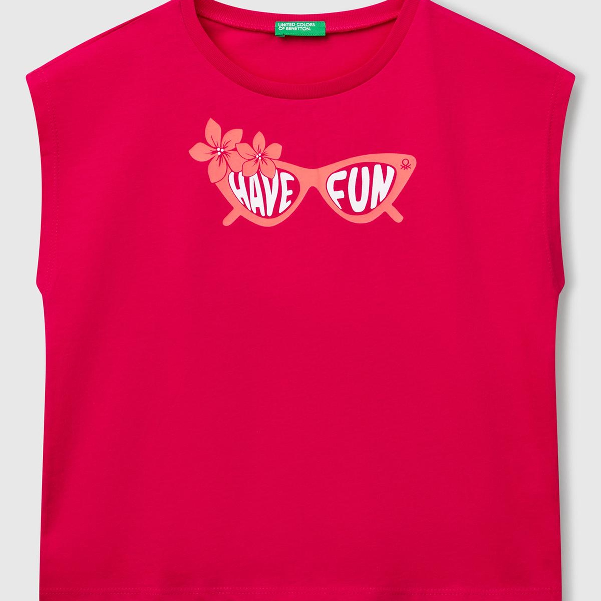 Kız Çocuk Fuşya Grafik Baskılı Kısa Kollu T-Shirt