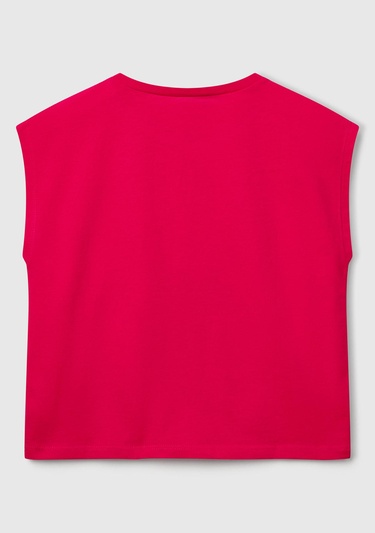  Kız Çocuk Fuşya Grafik Baskılı Kısa Kollu T-Shirt