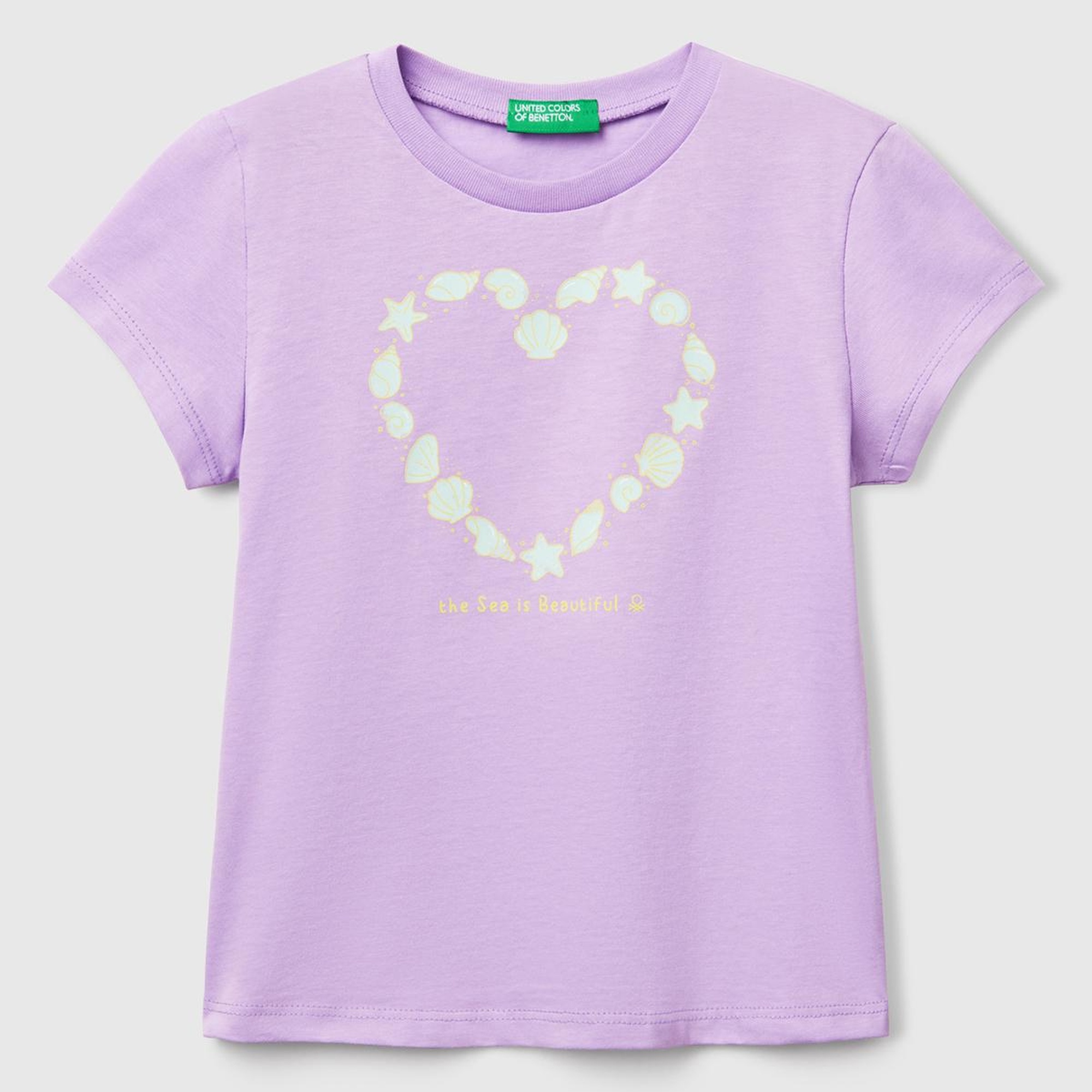 Kız Çocuk Lila Grafik Baskılı Kısa Kollu T-Shirt