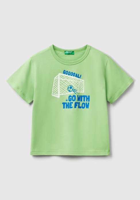  Erkek Çocuk Fıstık Yeşili Grafik Baskılı Kısa Kollu T-Shirt