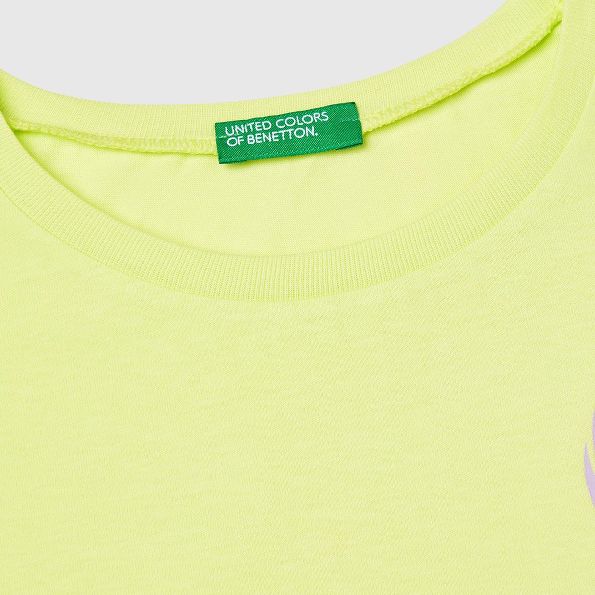 Kız Çocuk Sarı Grafik Baskılı Kısa Kollu T-Shirt